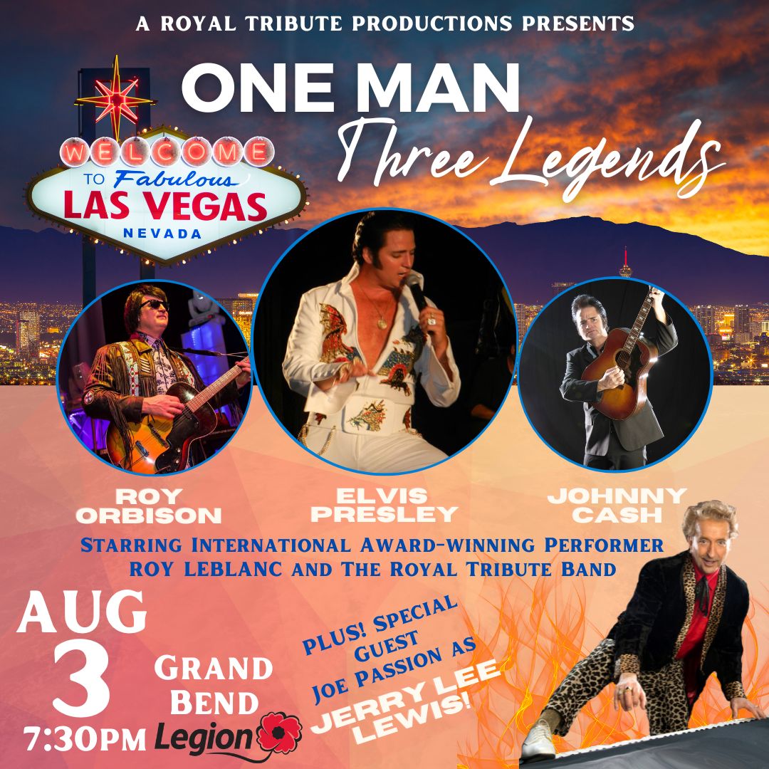 One Man, Three Legends: A Tribute to Elvis Presley, Johnny Cash, Roy Orbison and Special Guest Tribute to Jerry Lee Lewis!