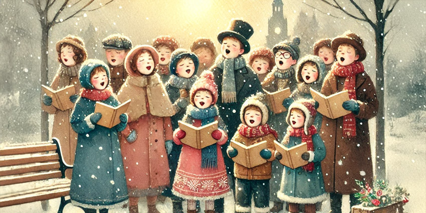 Christmas caroling in Clark Park